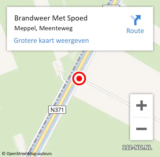 Locatie op kaart van de 112 melding: Brandweer Met Spoed Naar Meppel, Meenteweg op 6 mei 2015 05:57