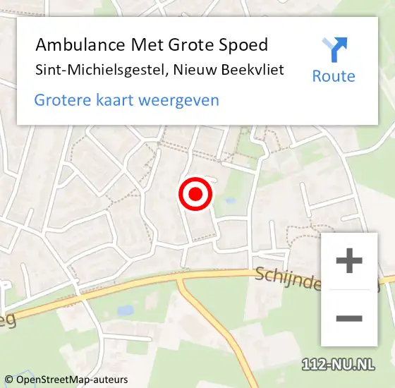 Locatie op kaart van de 112 melding: Ambulance Met Grote Spoed Naar Sint-Michielsgestel, Nieuw Beekvliet op 6 mei 2015 07:27