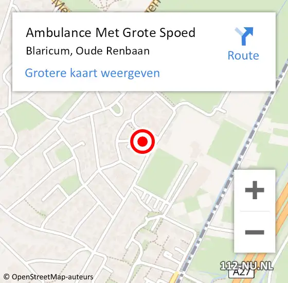 Locatie op kaart van de 112 melding: Ambulance Met Grote Spoed Naar Blaricum, Oude Renbaan op 6 mei 2015 09:01
