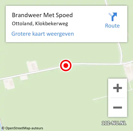 Locatie op kaart van de 112 melding: Brandweer Met Spoed Naar Ottoland, Klokbekerweg op 6 mei 2015 11:39