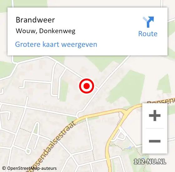 Locatie op kaart van de 112 melding: Brandweer Wouw, Donkenweg op 6 mei 2015 12:37