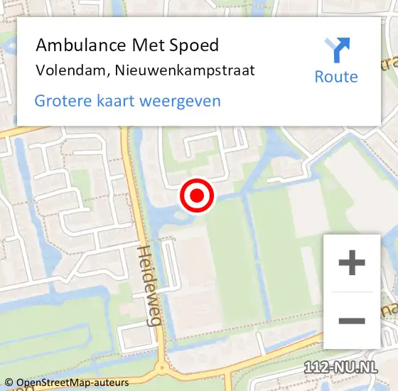 Locatie op kaart van de 112 melding: Ambulance Met Spoed Naar Volendam, Nieuwenkampstraat op 6 mei 2015 13:03