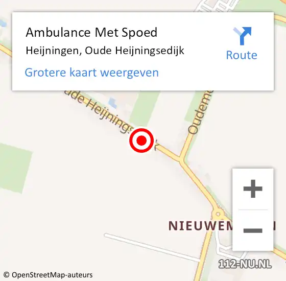 Locatie op kaart van de 112 melding: Ambulance Met Spoed Naar Heijningen, Oude Heijningsedijk op 6 mei 2015 14:25