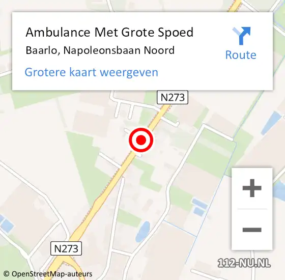 Locatie op kaart van de 112 melding: Ambulance Met Grote Spoed Naar Baarlo, Napoleonsbaan Noord op 6 mei 2015 15:07