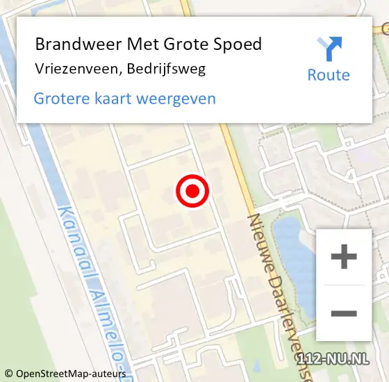 Locatie op kaart van de 112 melding: Brandweer Met Grote Spoed Naar Vriezenveen, Bedrijfsweg op 6 mei 2015 15:19