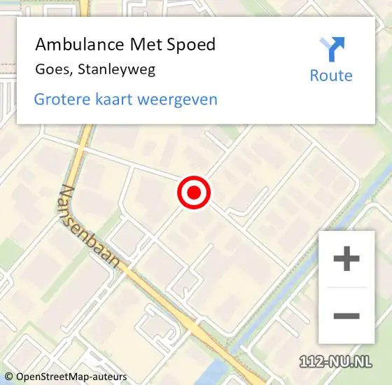 Locatie op kaart van de 112 melding: Ambulance Met Spoed Naar Goes, Stanleyweg op 6 mei 2015 15:30