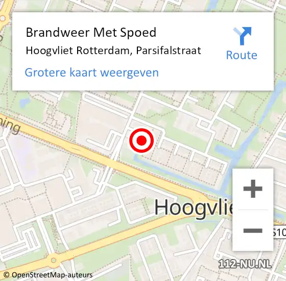 Locatie op kaart van de 112 melding: Brandweer Met Spoed Naar Hoogvliet Rotterdam, Parsifalstraat op 6 mei 2015 15:35