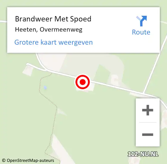 Locatie op kaart van de 112 melding: Brandweer Met Spoed Naar Heeten, Overmeenweg op 6 mei 2015 15:41