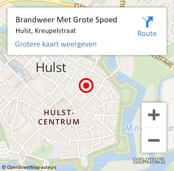 Locatie op kaart van de 112 melding: Brandweer Met Grote Spoed Naar Hulst, Kreupelstraat op 6 mei 2015 15:48