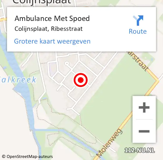 Locatie op kaart van de 112 melding: Ambulance Met Spoed Naar Colijnsplaat, Ribesstraat op 6 mei 2015 16:37