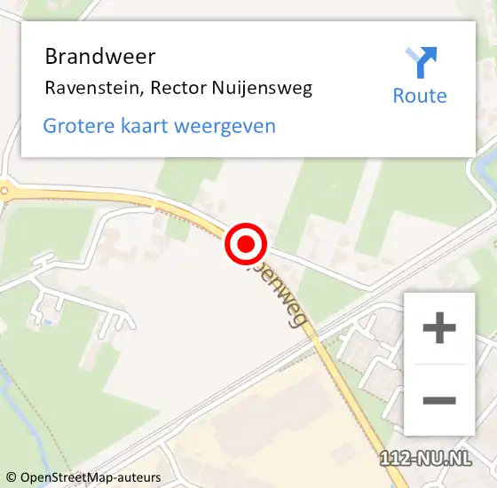 Locatie op kaart van de 112 melding: Brandweer Ravenstein, Rector Nuijensweg op 6 mei 2015 16:38