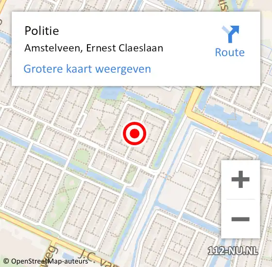 Locatie op kaart van de 112 melding: Politie Amstelveen, Ernest Claeslaan op 6 mei 2015 17:22