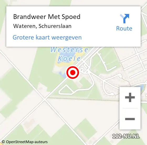 Locatie op kaart van de 112 melding: Brandweer Met Spoed Naar Wateren, Schurerslaan op 6 mei 2015 17:33