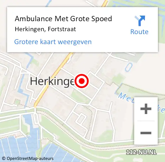 Locatie op kaart van de 112 melding: Ambulance Met Grote Spoed Naar Herkingen, Fortstraat op 6 mei 2015 17:41