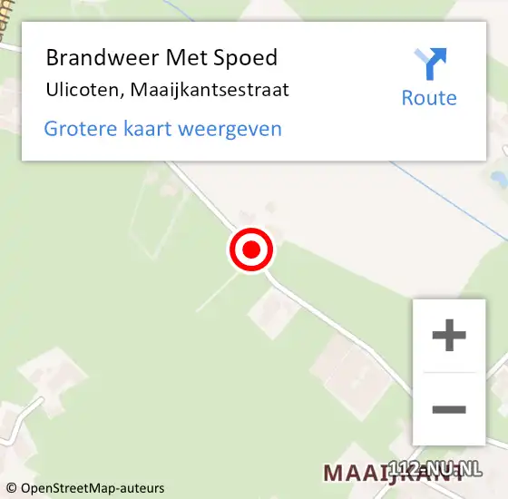 Locatie op kaart van de 112 melding: Brandweer Met Spoed Naar Ulicoten, Maaijkantsestraat op 6 mei 2015 17:44