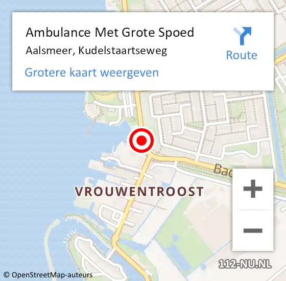 Locatie op kaart van de 112 melding: Ambulance Met Grote Spoed Naar Aalsmeer, Kudelstaartseweg op 6 mei 2015 18:26