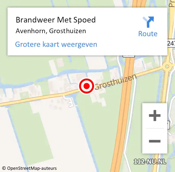 Locatie op kaart van de 112 melding: Brandweer Met Spoed Naar Avenhorn, Grosthuizen op 6 mei 2015 18:29