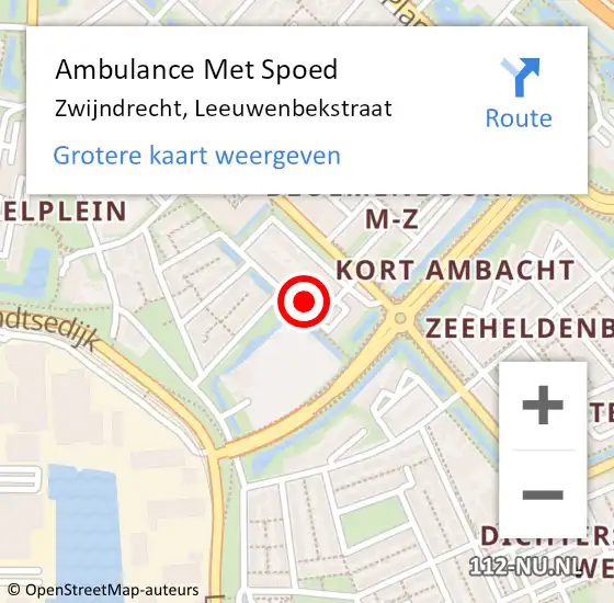 Locatie op kaart van de 112 melding: Ambulance Met Spoed Naar Zwijndrecht, Leeuwenbekstraat op 6 mei 2015 18:29