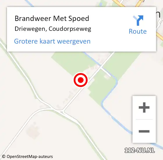 Locatie op kaart van de 112 melding: Brandweer Met Spoed Naar Driewegen, Coudorpseweg op 6 mei 2015 18:49