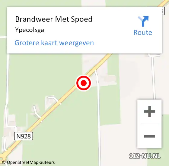 Locatie op kaart van de 112 melding: Brandweer Met Spoed Naar Ypecolsga op 6 mei 2015 20:02