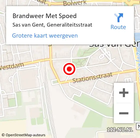 Locatie op kaart van de 112 melding: Brandweer Met Spoed Naar Sas van Gent, Generaliteitsstraat op 6 mei 2015 20:06