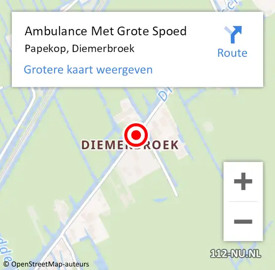Locatie op kaart van de 112 melding: Ambulance Met Grote Spoed Naar Papekop, Diemerbroek op 6 mei 2015 20:16