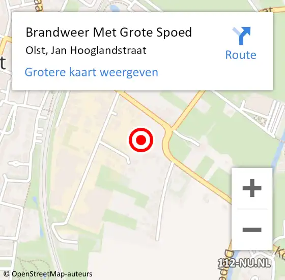 Locatie op kaart van de 112 melding: Brandweer Met Grote Spoed Naar Olst, Jan Hooglandstraat op 6 mei 2015 20:19