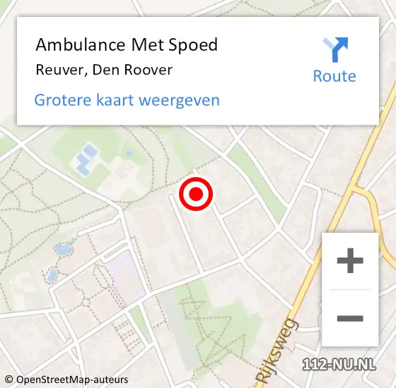 Locatie op kaart van de 112 melding: Ambulance Met Spoed Naar Reuver, Den Roover op 6 mei 2015 20:24