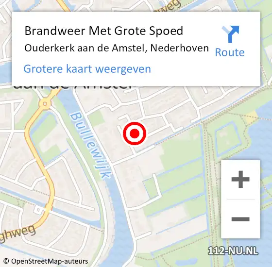 Locatie op kaart van de 112 melding: Brandweer Met Grote Spoed Naar Ouderkerk aan de Amstel, Nederhoven op 6 mei 2015 20:52