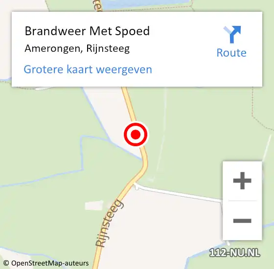 Locatie op kaart van de 112 melding: Brandweer Met Spoed Naar Amerongen, Rijnsteeg op 6 mei 2015 21:01