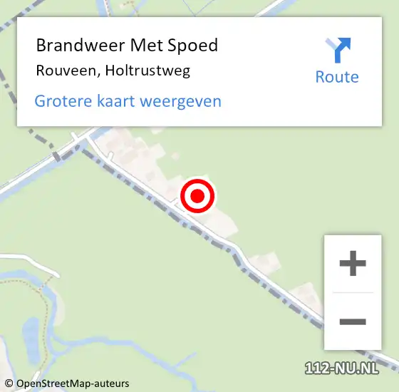 Locatie op kaart van de 112 melding: Brandweer Met Spoed Naar Rouveen, Holtrustweg op 6 mei 2015 21:03