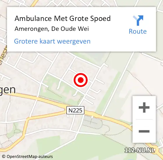 Locatie op kaart van de 112 melding: Ambulance Met Grote Spoed Naar Amerongen, De Oude Wei op 6 mei 2015 21:19