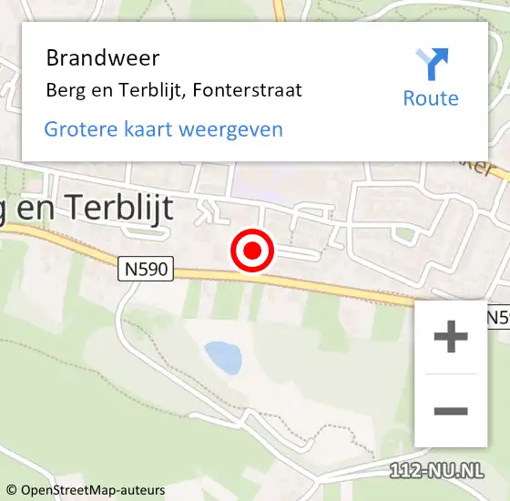 Locatie op kaart van de 112 melding: Brandweer Berg en Terblijt, Fonterstraat op 6 mei 2015 21:29