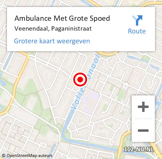 Locatie op kaart van de 112 melding: Ambulance Met Grote Spoed Naar Veenendaal, Paganinistraat op 6 mei 2015 22:02