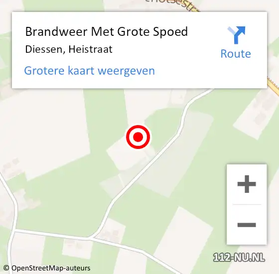 Locatie op kaart van de 112 melding: Brandweer Met Grote Spoed Naar Diessen, Heistraat op 6 mei 2015 22:35