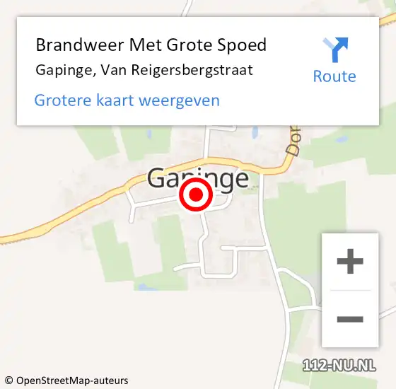Locatie op kaart van de 112 melding: Brandweer Met Grote Spoed Naar Gapinge, Van Reigersbergstraat op 7 mei 2015 00:43