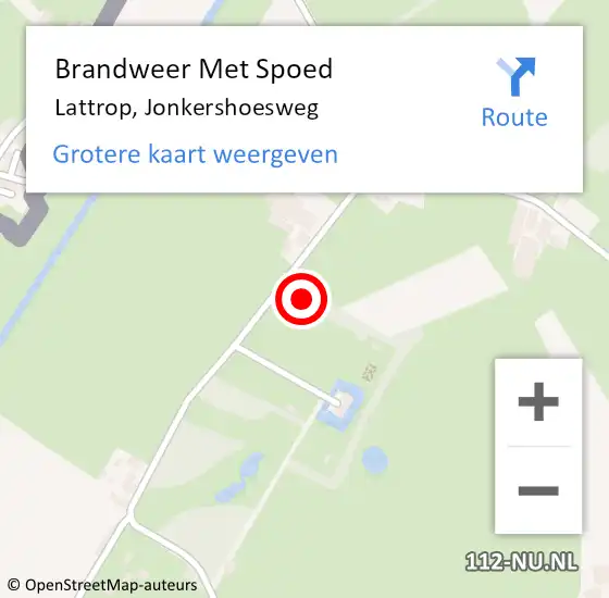 Locatie op kaart van de 112 melding: Brandweer Met Spoed Naar Lattrop, Jonkershoesweg op 7 mei 2015 04:31