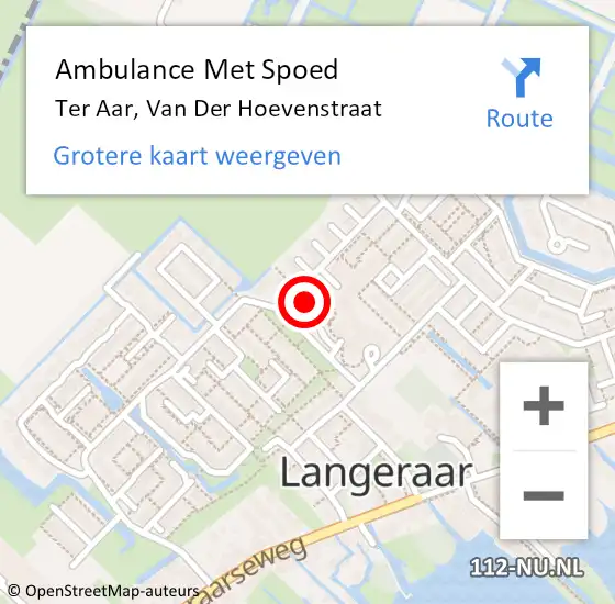 Locatie op kaart van de 112 melding: Ambulance Met Spoed Naar Ter Aar, Van Der Hoevenstraat op 7 november 2013 03:32