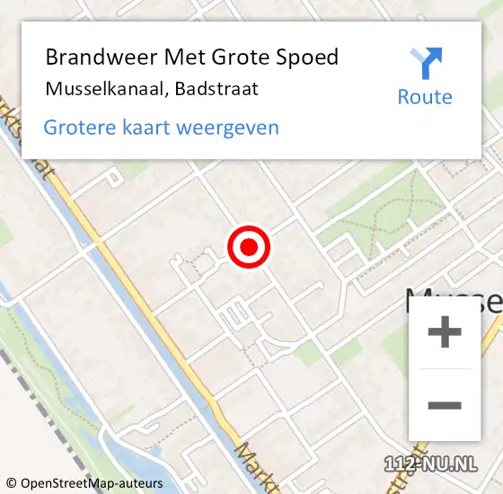 Locatie op kaart van de 112 melding: Brandweer Met Grote Spoed Naar Musselkanaal, Badstraat op 7 mei 2015 08:20