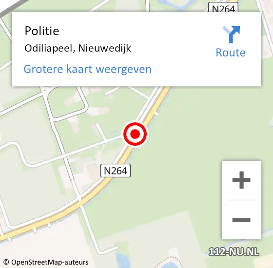 Locatie op kaart van de 112 melding: Politie Odiliapeel, Nieuwedijk op 7 mei 2015 08:44