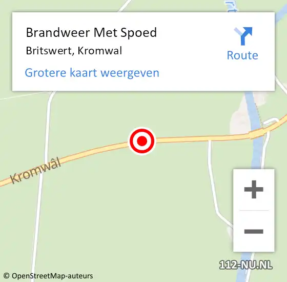 Locatie op kaart van de 112 melding: Brandweer Met Spoed Naar Britswert, Kromwal op 7 mei 2015 08:52