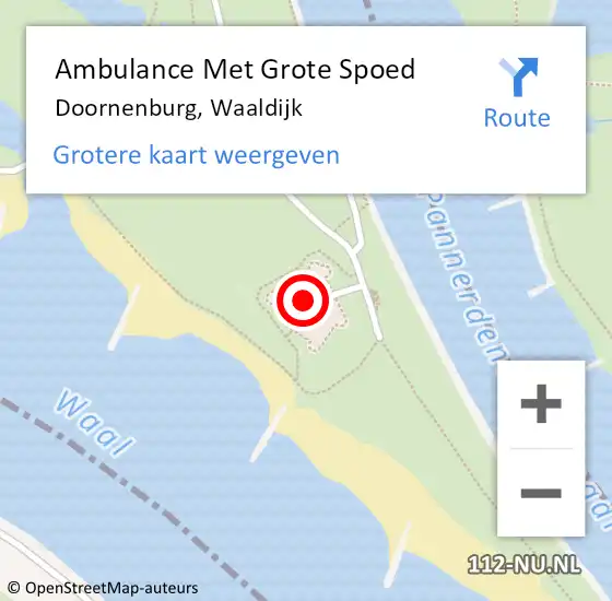 Locatie op kaart van de 112 melding: Ambulance Met Grote Spoed Naar Doornenburg, Waaldijk op 7 mei 2015 08:55