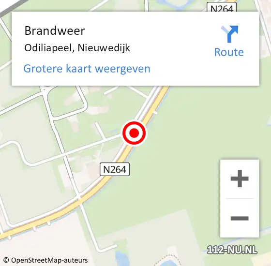 Locatie op kaart van de 112 melding: Brandweer Odiliapeel, Nieuwedijk op 7 mei 2015 08:59