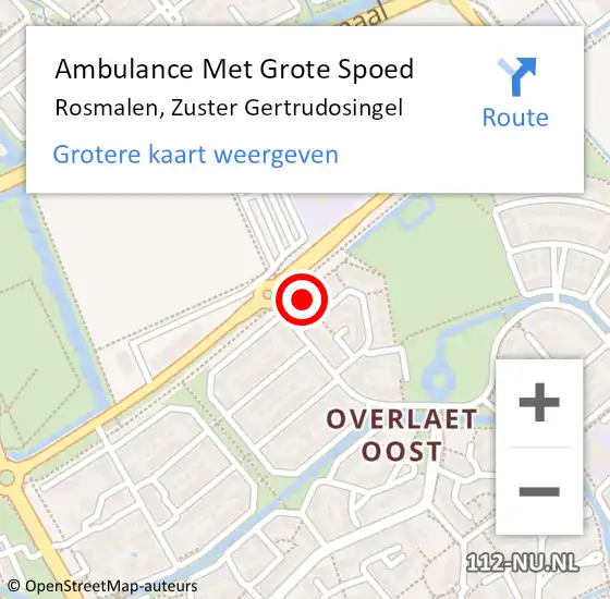 Locatie op kaart van de 112 melding: Ambulance Met Grote Spoed Naar Rosmalen, Zuster Gertrudosingel op 7 mei 2015 09:53