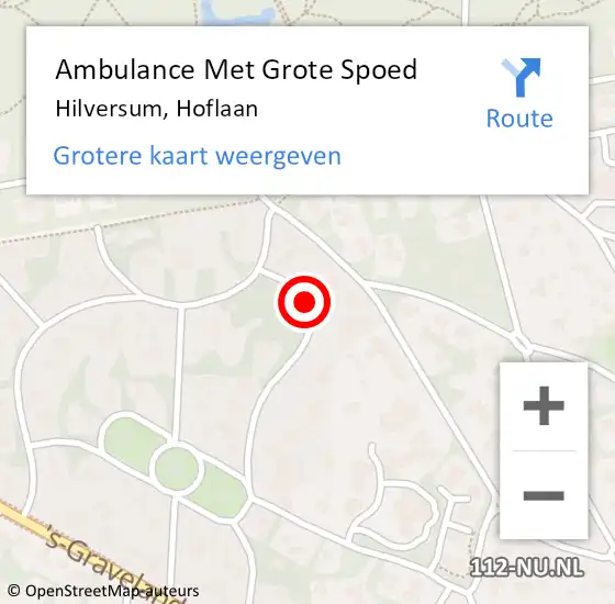 Locatie op kaart van de 112 melding: Ambulance Met Grote Spoed Naar Hilversum, Hoflaan op 7 mei 2015 10:12