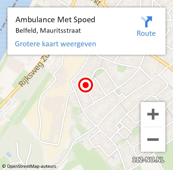 Locatie op kaart van de 112 melding: Ambulance Met Spoed Naar Belfeld, Mauritsstraat op 7 mei 2015 10:34