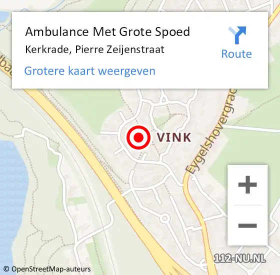 Locatie op kaart van de 112 melding: Ambulance Met Grote Spoed Naar Kerkrade, Pierre Zeijenstraat op 7 november 2013 05:33