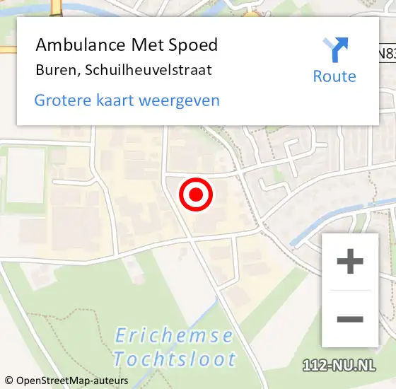 Locatie op kaart van de 112 melding: Ambulance Met Spoed Naar Buren, Schuilheuvelstraat op 7 mei 2015 11:07