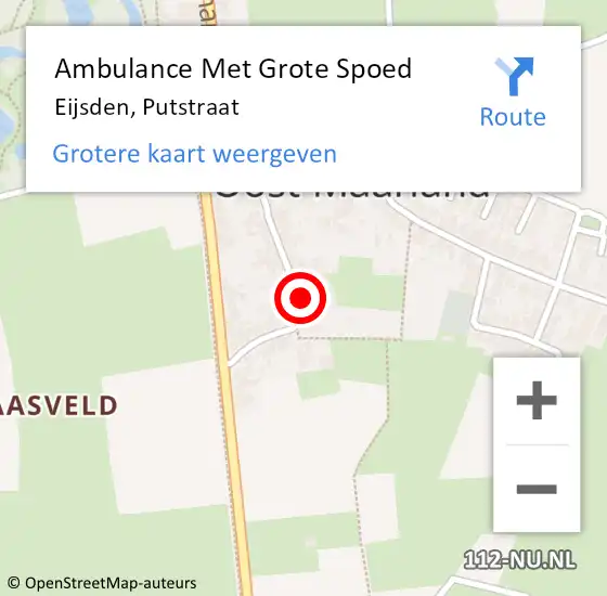 Locatie op kaart van de 112 melding: Ambulance Met Grote Spoed Naar Eijsden, Putstraat op 7 november 2013 05:55