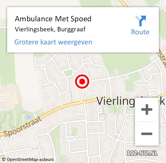 Locatie op kaart van de 112 melding: Ambulance Met Spoed Naar Vierlingsbeek, Burggraaf op 7 mei 2015 12:00